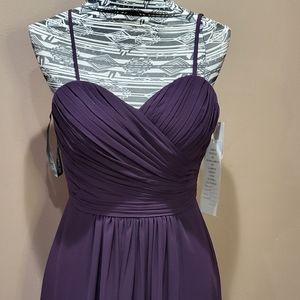 Bill Levkoff Plum Chiffon Fit & Flare midi dress